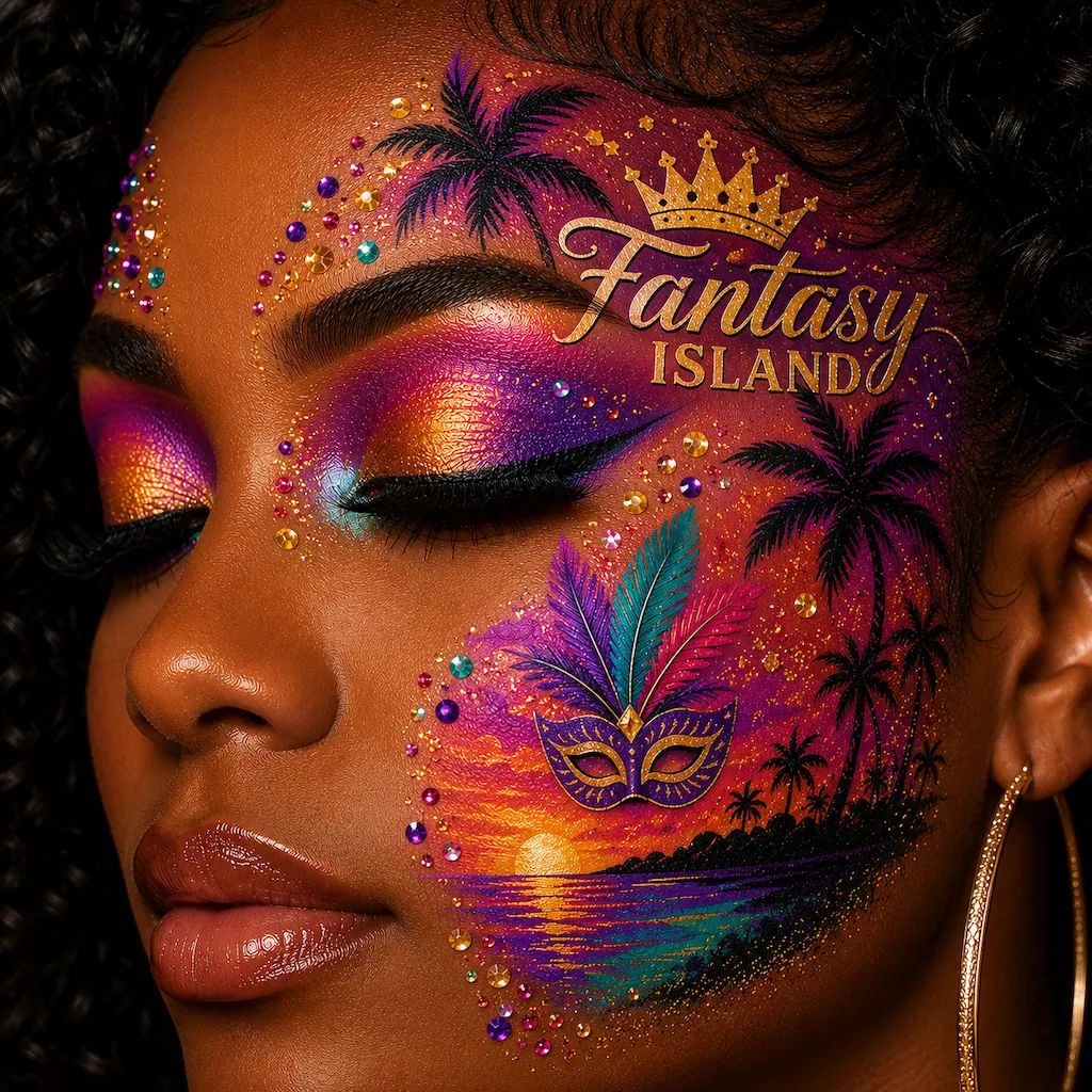Carnival glam makeup artistry — Fantasy Island